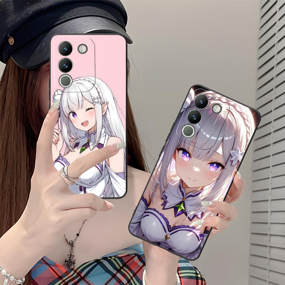 ReZero Emilia Waifu Mobile Phone Case for VIVO V60 V50 V40 V30 V29 V27 V25 V23 Pro Lite 5G Colorful Printing Cover Pretty Luxury
