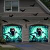 2D flat, 2D door banner, 2D flat banner, 1pc Happy Halloween garage door banner with skull opening and stretched hand skull