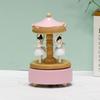 Beech Wood Spring Mechanism Rotating Carousel Style Pink Ballerina Music Boxes