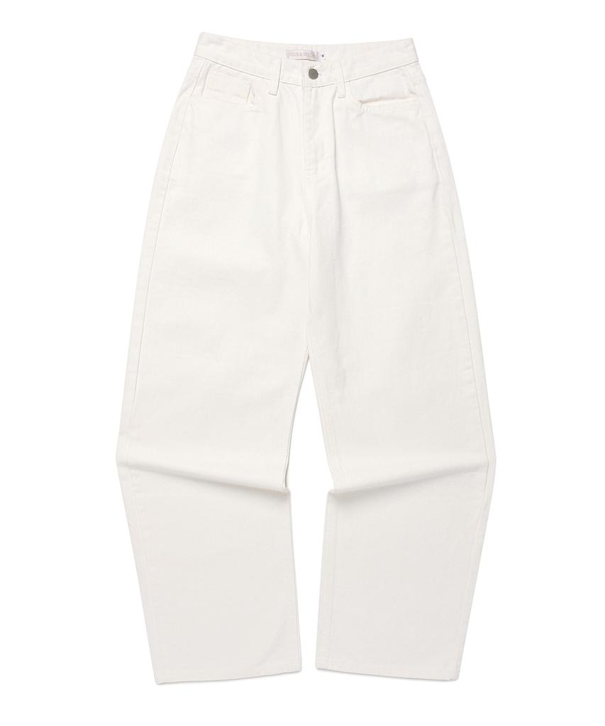 PLUNASTUDIO Semi-Wide Denim Pants (White)