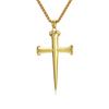 Vintage Punk Stainless Steel Cross Pendent Necklace for Men Gold Plated Jewelry