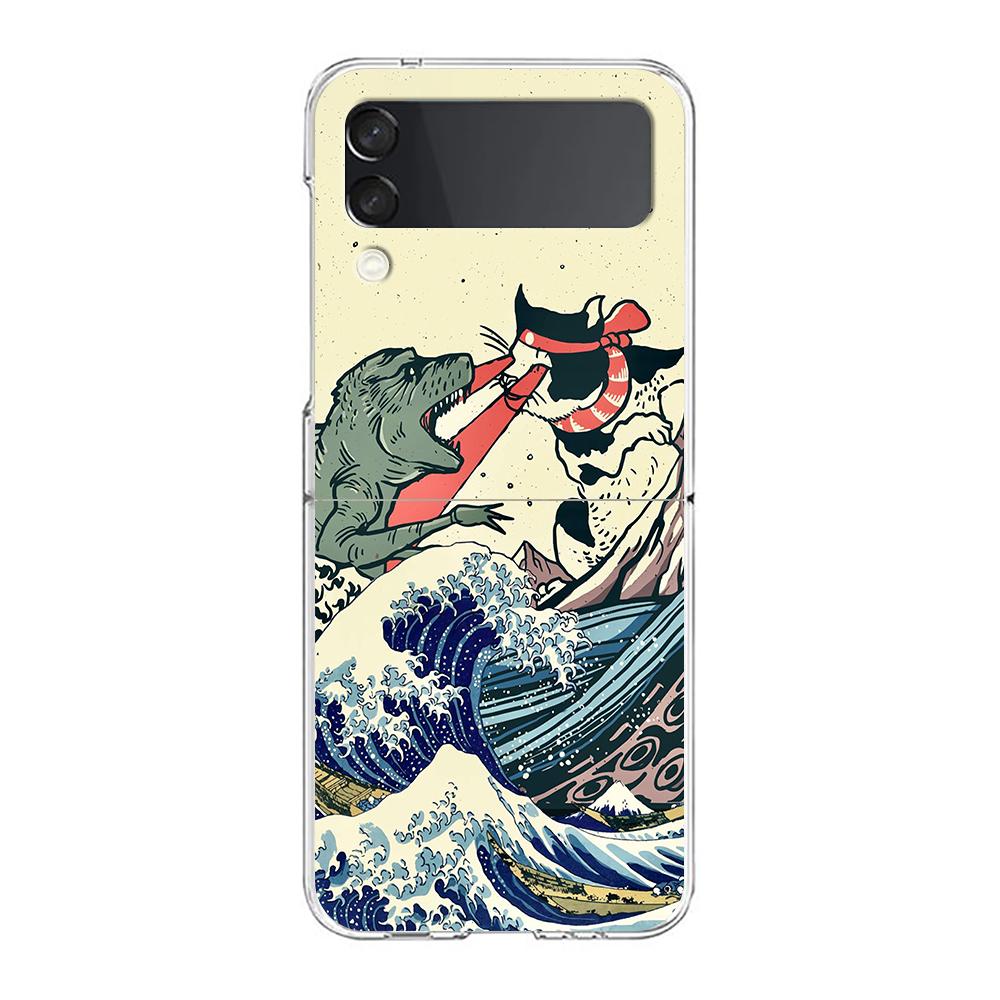 Koi Fish ZFlip5 ZFlip3 Phone Case For Samsung Z Flip 3 Transparent Hard Shell Z Flip 4 Galaxy Cover ZFlip 5G Folding Coque Funda