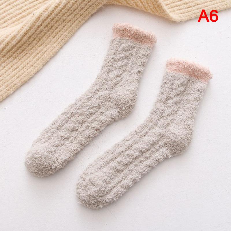 1pair Winter women mid-tube socks pure cotton long tube thickened warmth socksCN