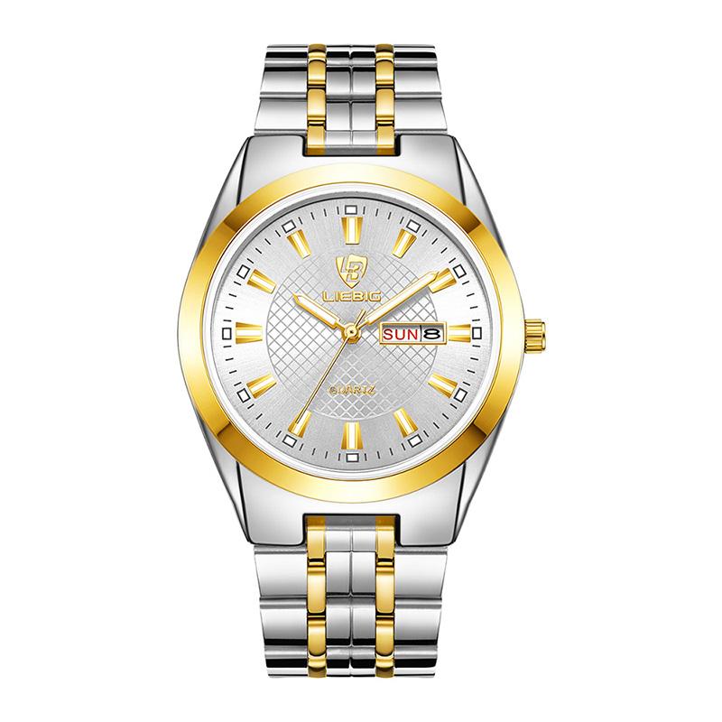 

LIEBIG L1020 Couple Set Pair Wrist Watch Date Display Quartz Watch with Stainless Steel Strap A