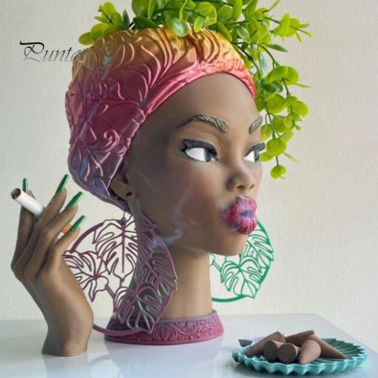 Black Woman Incense Burner African Queen Head Incense Stick Cone Holder Home Office Yoga Meditation Room Desktop Decoration Ornament