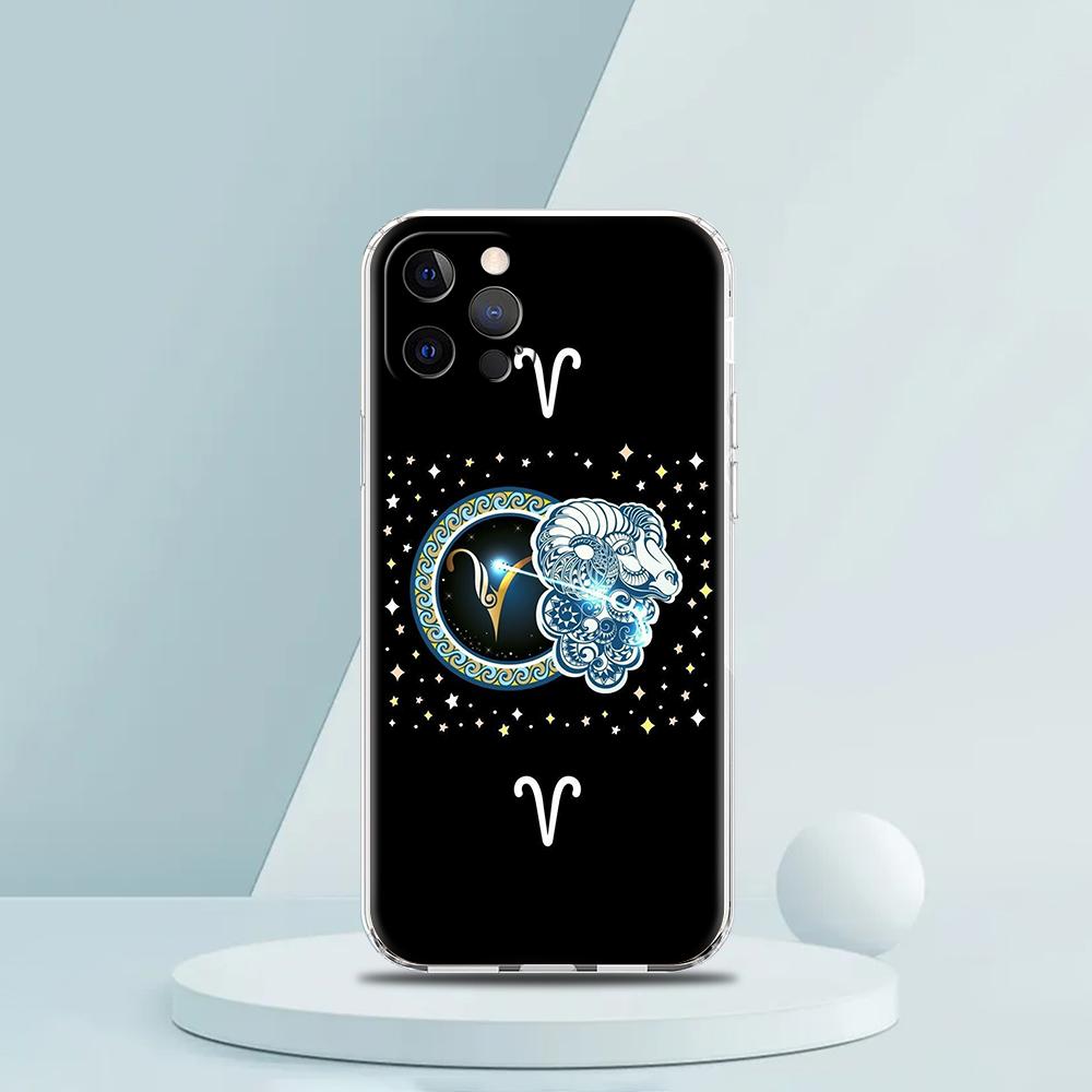 Constellation Virgo Aries Soft Transparent Phone Case for iPhone 16 15 14 13 12 11 Pro Max XR 8 7 Plus XS Max Shockproof Shell