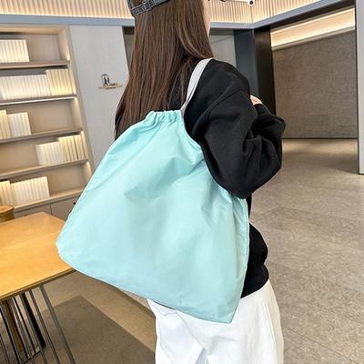 Sacola de Compras Tecido de Nylon Impermeável Grande Capacidade Dobrável Bolsa de Ombro Único Amiga para Viagem Sacola Tote de Compras