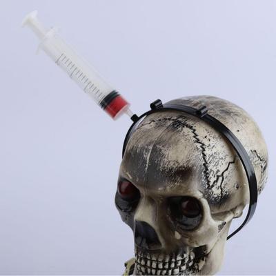Halloween Skull Skeleton Ornament: Plastic Horror Headband with Syringe