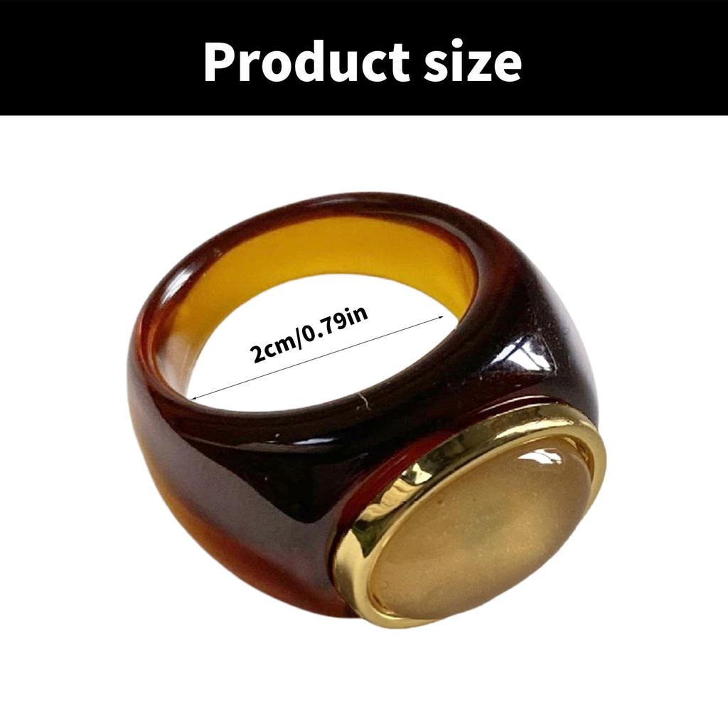 Geometric Resin Ring Transparent/Amber Appearance Finger Ring Unique Female Gift Trendy Accessories for Daily Wear