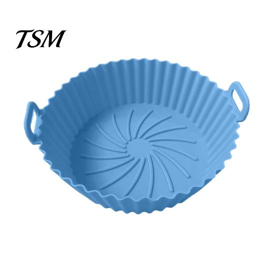 High-temperature Resistant Air Fryer Pan Silicone Liner Round Non-Stick Basket Food-grade Pot Baking with Oil Drain Grooves Accessory for Even