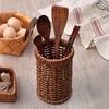 Rustikaler Stäbchenhalter aus geflochtenem Kunst rattan Küchenutensilien-Organizer Besteckaufbewahrungsbehälter für Küchenarbeitsplatte Esstisch Organisation