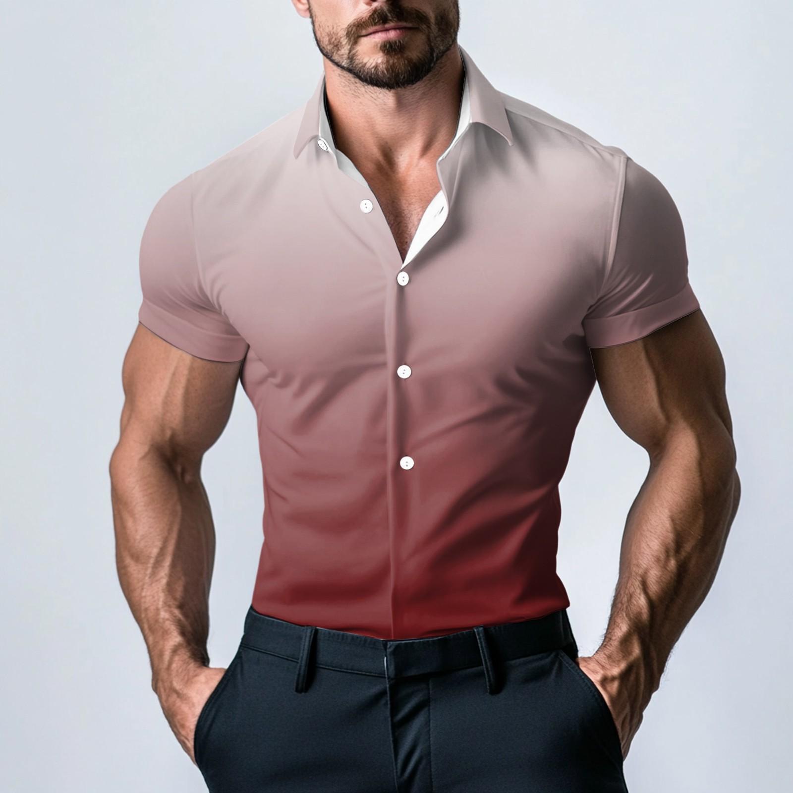 

Мужская модная атласная рубашка с коротким рукавом с принтом XXL розовый