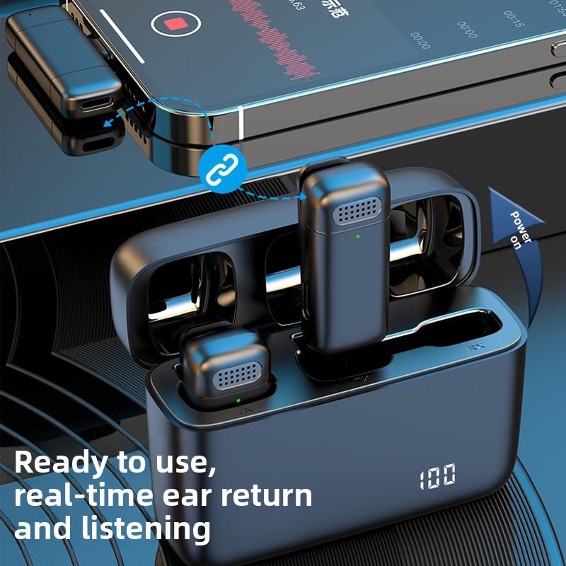 K6 Wireless Lavalier Microphone, Mini Lapel Mic with Noise Cancellation for iPhone/Android, Clip-on Mic for Video Recording, Live Streaming, Outdoor