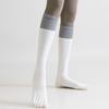 Five Toe Yoga Socks Women Breathable Cotton Knee High Socks Non Slip Sports Socks with Grips for Fitness Dancing Pilates Exercise