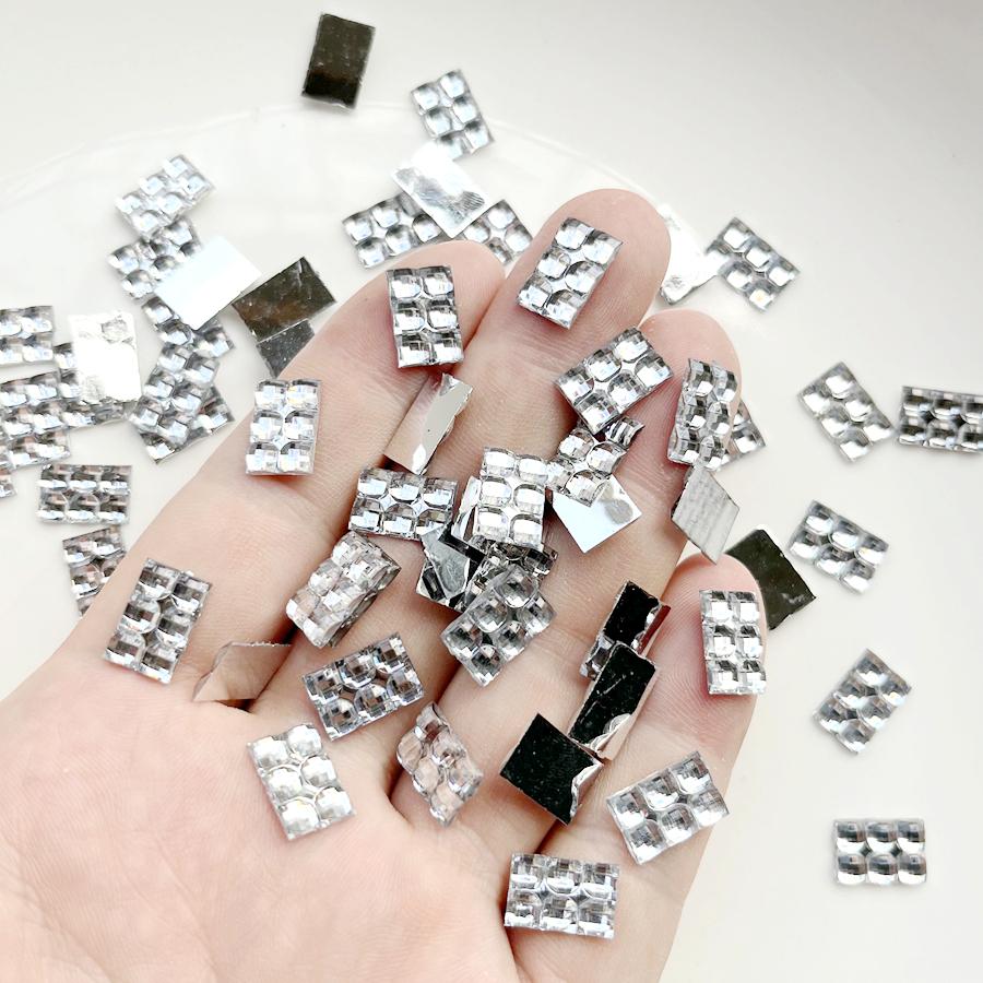 

100 штук белых прямоугольных двухрядных страз, подходящих для изготовления ювелирных изделий, украшения ногтей, аксессуаров для DIY-декора.