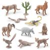 Realistic 11 Piece Desert Animal Model Set Including Rattlesnake Cactus And More