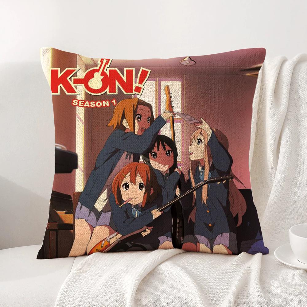 Anime K-K-On Cushion Cover Summer Coolness Linen Fabric Double-Sided Printing Pillow Case Sofa Home Decor Gift