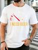 Unisex Tankanzeige Ich Brauche Bier Lustiger Slogan Grafik Baumwolle Kurzarm T-Shirt Rundhals Weich Herren Sommer Lässig Atmungsaktiv Streetwear Oberteil