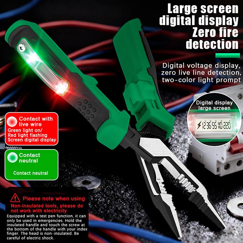 Multifunctional Wire Stripping Pliers With Digital Display Voltage Testing Cable Cutting Crimping Pliers Electrician Pliers