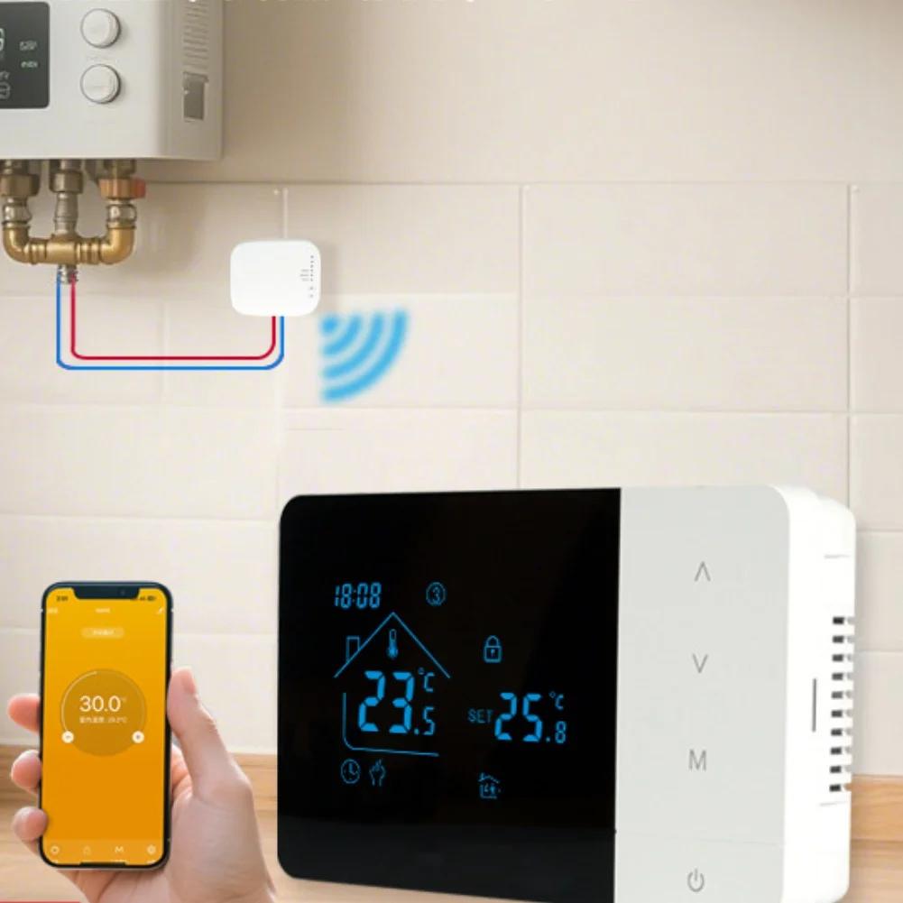 For Tuya Wireless Boiler Thermostat Heating Cooling Mode with Adjustable Temperature Voice Control and App Remote