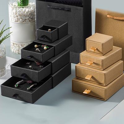 1Pcs Kraft Paper Drawer Travel Jewelry Packaging Box Necklace Bracelet Earrings Gift Organizer Case Box