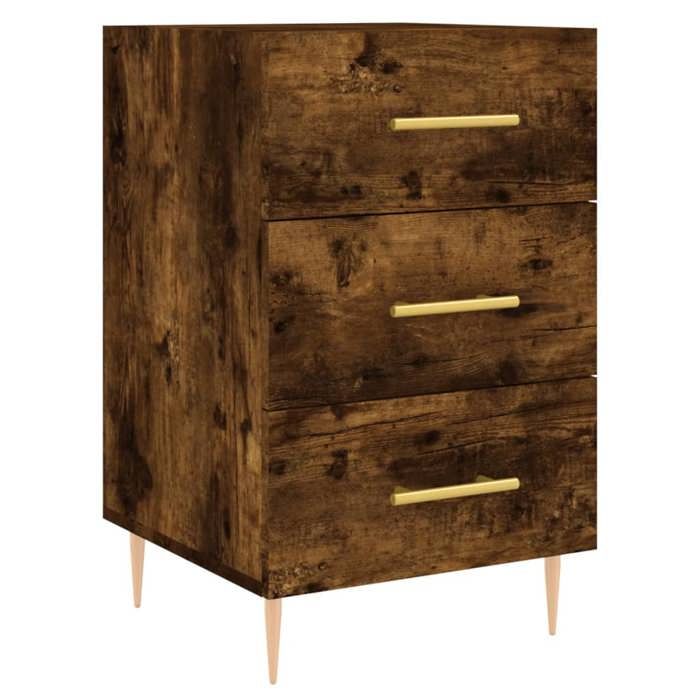 Exclusive House - Smoked Oak Bedside Table 40x40x66 Cm Engineered Wood