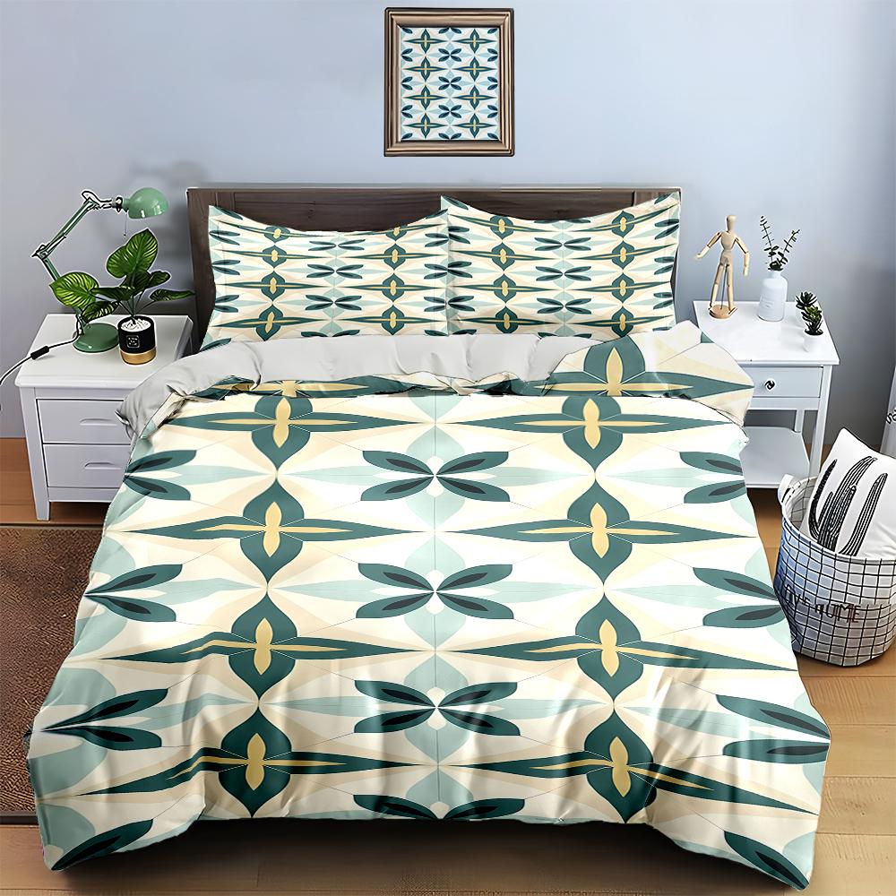 Geometric floral pattern. Bedding Duvet cover sets Duvet covers Pillowcases gifts (1 * Duvet Cover 2 * Pillowcases, without duvet insert)