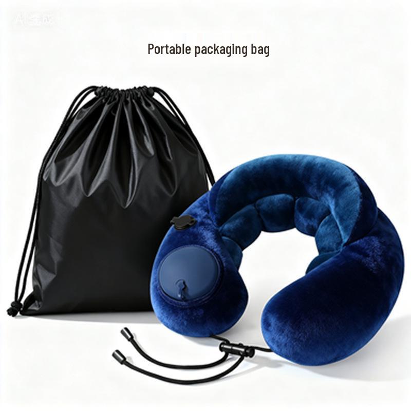 Foldable U-Shaped Neck Pillow: Portable, Press-Type Inflatable Support for Travel, Car, Office, and Outdoor Use
