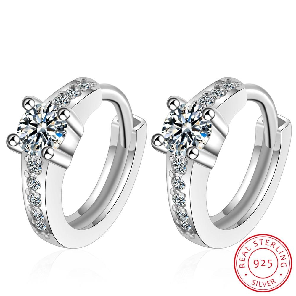

Настоящее серебро 925 пробы, минималистичные геометрические круглые серьги-кольца с цирконием для женщин, классические ювелирные изделия
