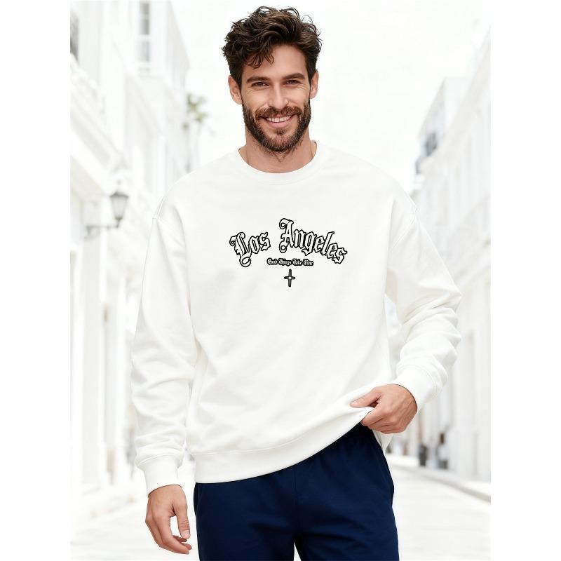 Men's Los Angeles Slogan Graphic Casual Crewneck Sweatshirt