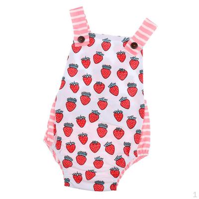 Baby Girls Straberry Romper Cotton Jumpsuit Sleeveless