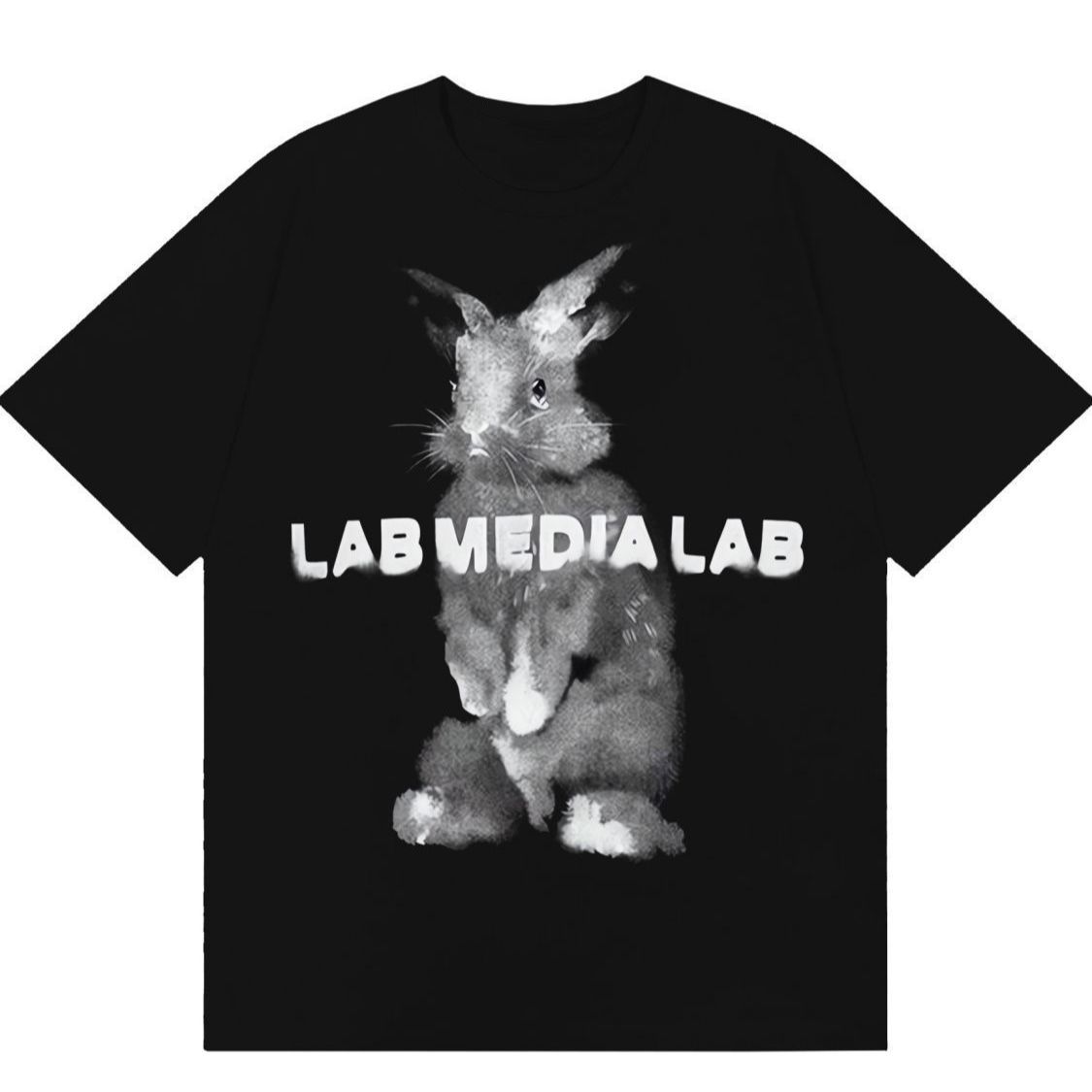 

Летний бренд уличной одежды Ins Футболки с принтом американского мультяшного кролика для мужчин и женщин Хип-хоп расслабленный стиль Футболки Хип-хоп тренд 4XL