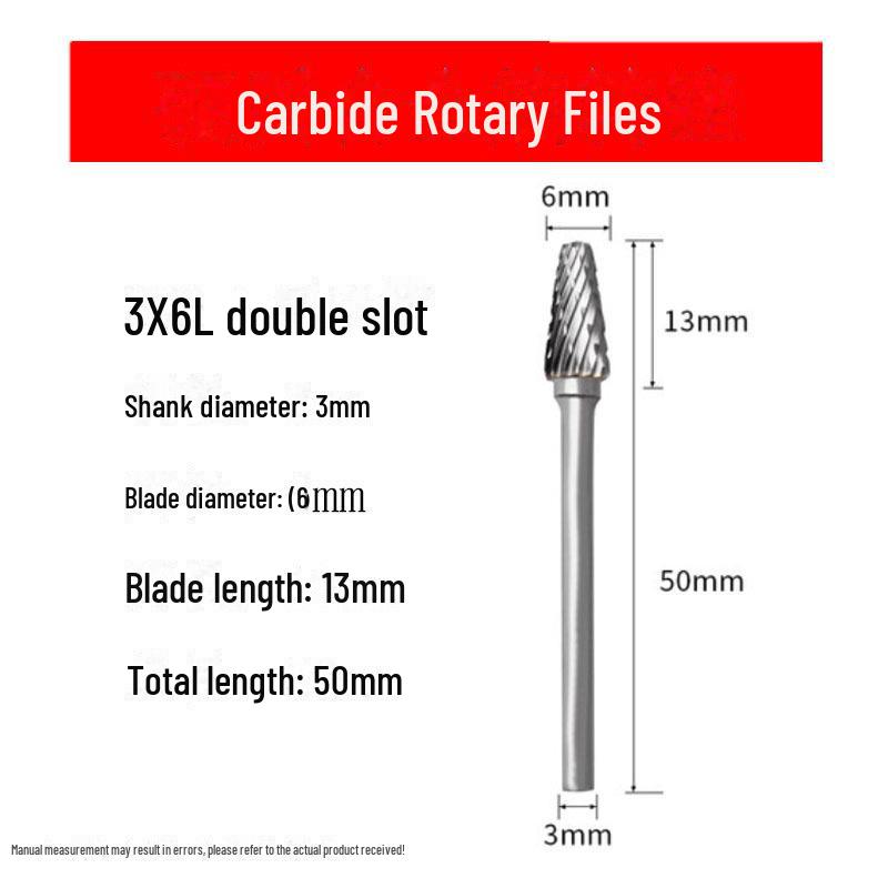 3mmX6 Tungsten Steel Carbide Rotary File for Electric Grinding - Small Metal Grinding Head