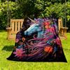 1pc Unicorn Flowers Flannel Blanket, Comfortable and Warm Blanket, for Camping Sofa Bed and Couch Office006