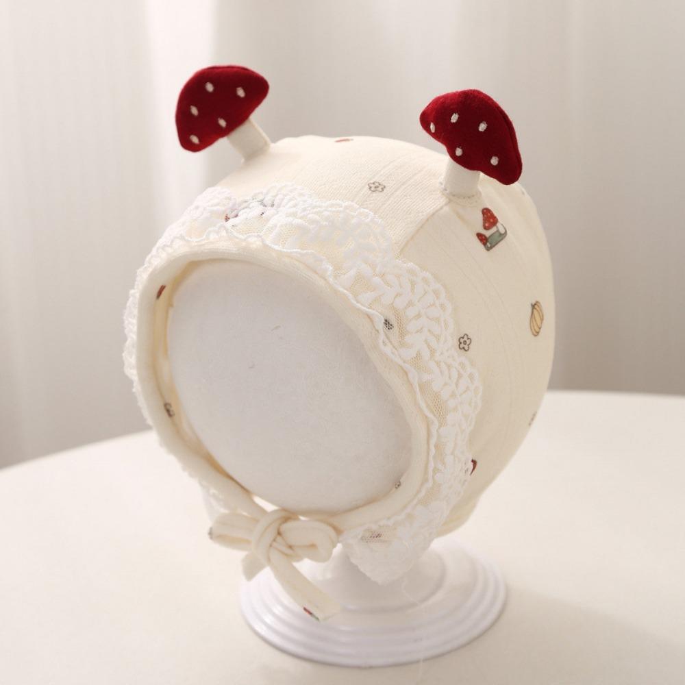 Windproof Newborn Baby Hat Lace Trim Mushroom Lace Hat Baby Earflap Hat  Newborn Photo Shoot Baby