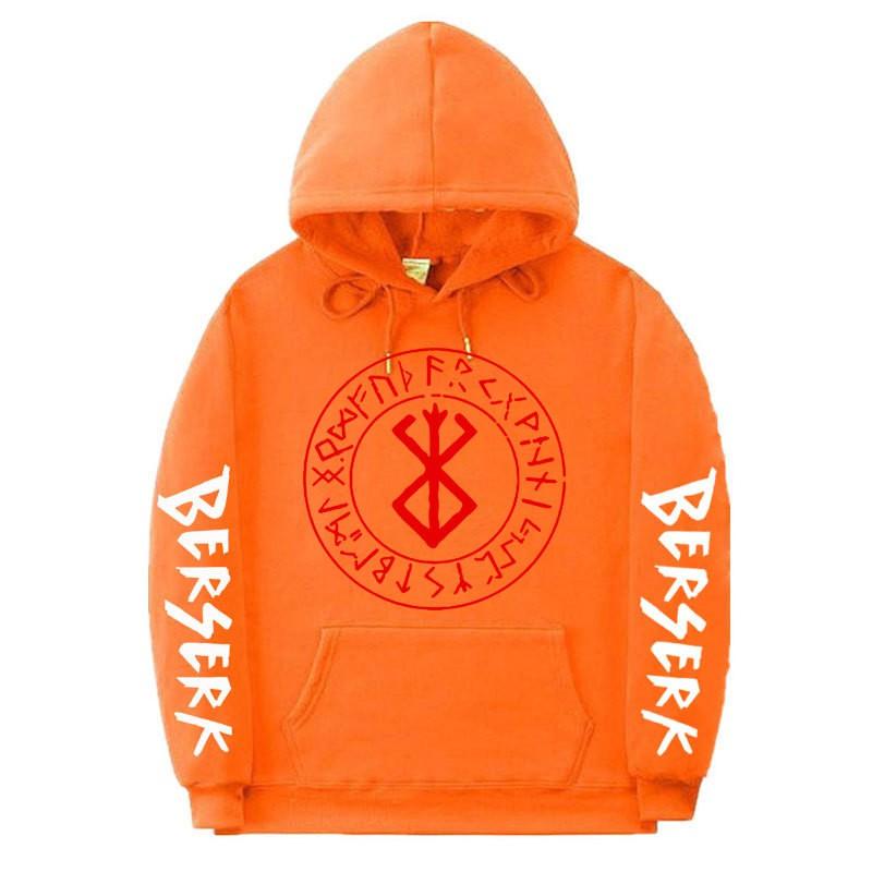 Berserk Anime Hooded Sweatshirt Men Loose Fit Fleece Lined Streetwear Casual Pullover Top