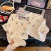 Children'S Pure Cotton Gauze Loungewear Boys And Girls Double Yarn Printing Set Doll Collar Pajamas Pajamas Cardigan Spring And Summer