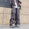 Pánské ležérní cargo kalhoty široké nohavice více kapes elastický pas stahovací šňůrka dlouhé kalhoty hip hop sportovní volné overaly kalhoty