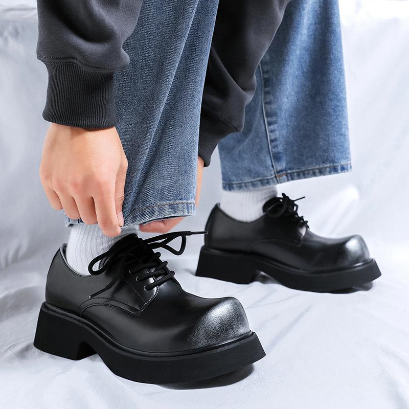 Fashion NEW Leather Women Men's Big Shoes Scalp Shoes Round Head Thick Bottom Soft Leather Retro Shoes Warm Boots BIG Size 45 46 48