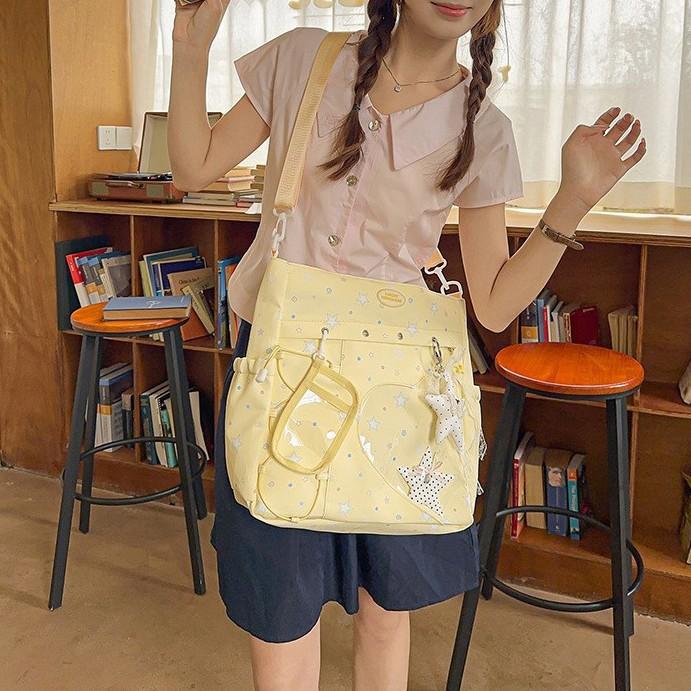 Schoolbag Korean Ins Milk Blue Cloud Soft Star Student Party Shoulder Bag Summer Sweet Girl Fresh Department Shopping Tote Bag
