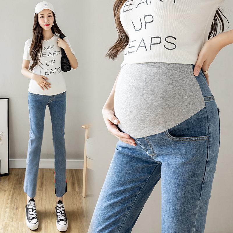 Spring 2026 Korean-Style High-Waisted Maternity Skinny Jeans with Tummy Support 2XL
