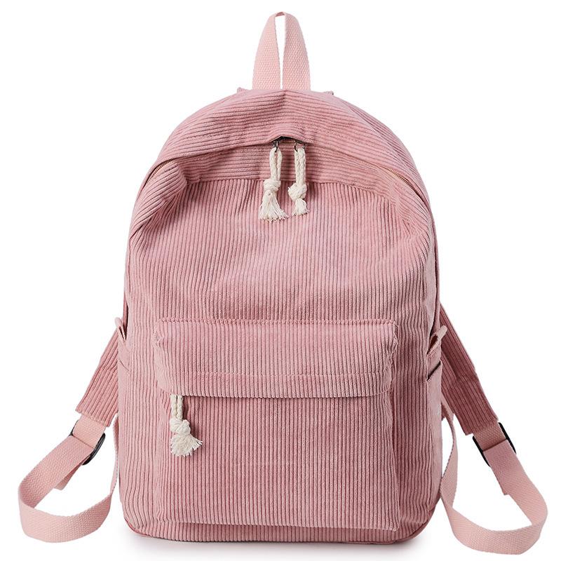 Korean Harajuku Style Corduroy Backpack for Women - Junior High School & College Casual Shoulder Bag