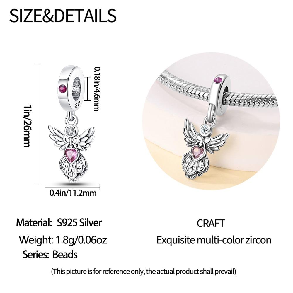 Authentic Charm Bead Charms copper Plated Pink Angel Pendant Bead Charms Compatible With Bracelets Women Jewellery Making Diy Gift