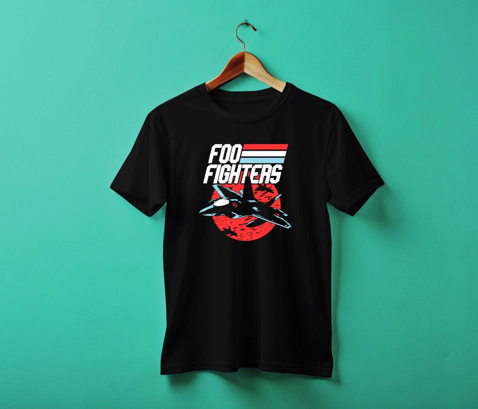 Men s and Women s T-shirts Foo Fighters T-Shirt Fighter Jet Rock New Black XXL