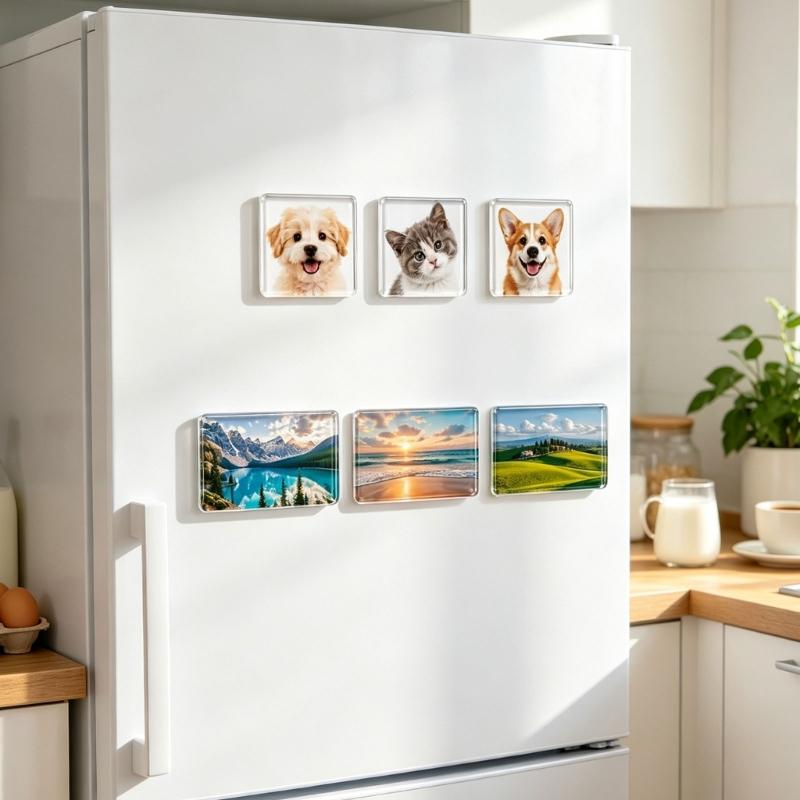25-teiliges magnetisches Bilderrahmen-Set mit klarem Acryl-Panel, quadratische und rechteckige Foto-Magnete für Kühlschränke und Whiteboards