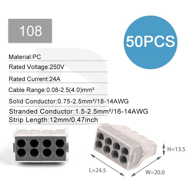 Mini Quick Splicing Wire Connector Hard Wire Straight Insertion 2/3/5/6/8pin Compact Conductor Terminal Block Junction Box