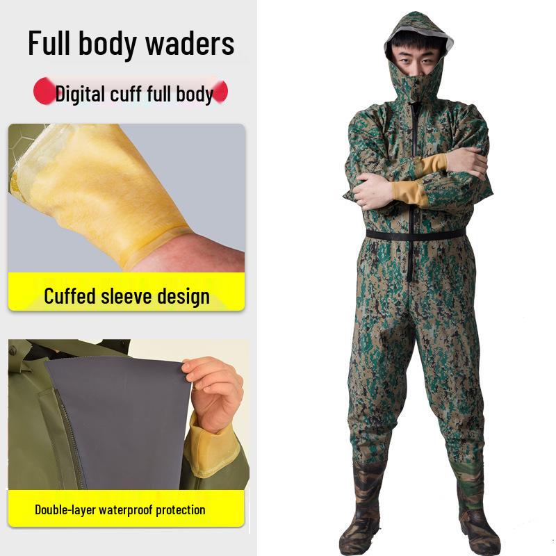PVC Full Body Fishing Waders - Thickened One-Piece Wading Pants for Fishing and Lotus Root Digging