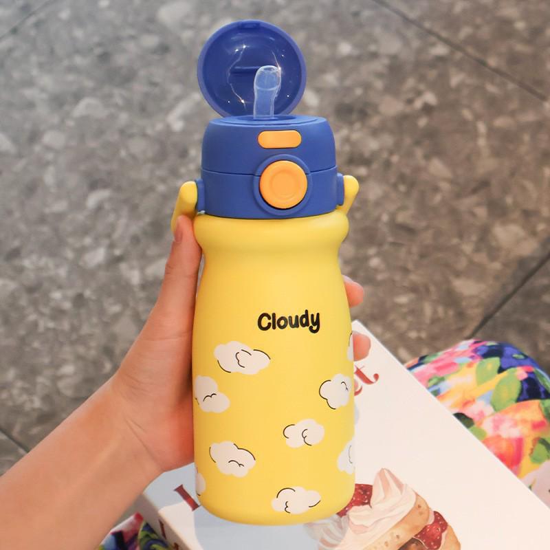 Cartoon Double-Drink Baby Bottle - 316 Stainless Steel Thermos with Straw