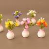 1 Piece 1:12 Dollhouse Miniature Plastic Simulation Colorful Floral Plants Potted Outdoor Doll House Model Diy Accessories