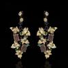 Vintage Accessories Exquisite Floral Diamond Crystal Gemstone Stud Earrings